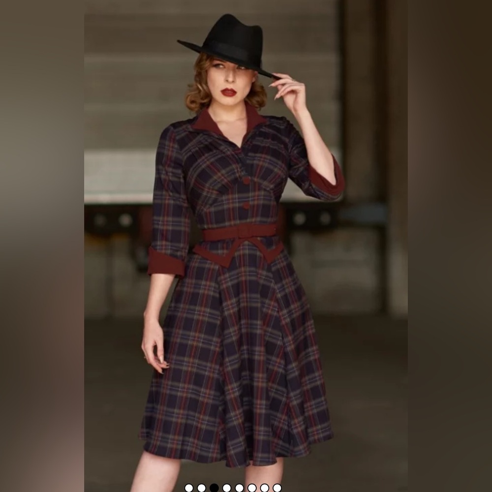 Miss Candyfloss Brianna Tartan Plaid Swing Dress Vintage L